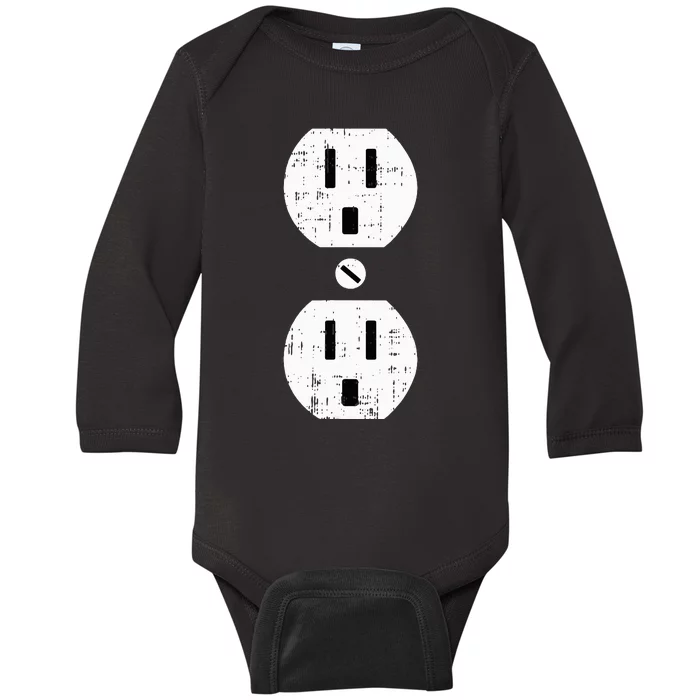 Couple Plug Socket Matching Costume Funny Halloween Gifts Baby Long Sleeve Bodysuit