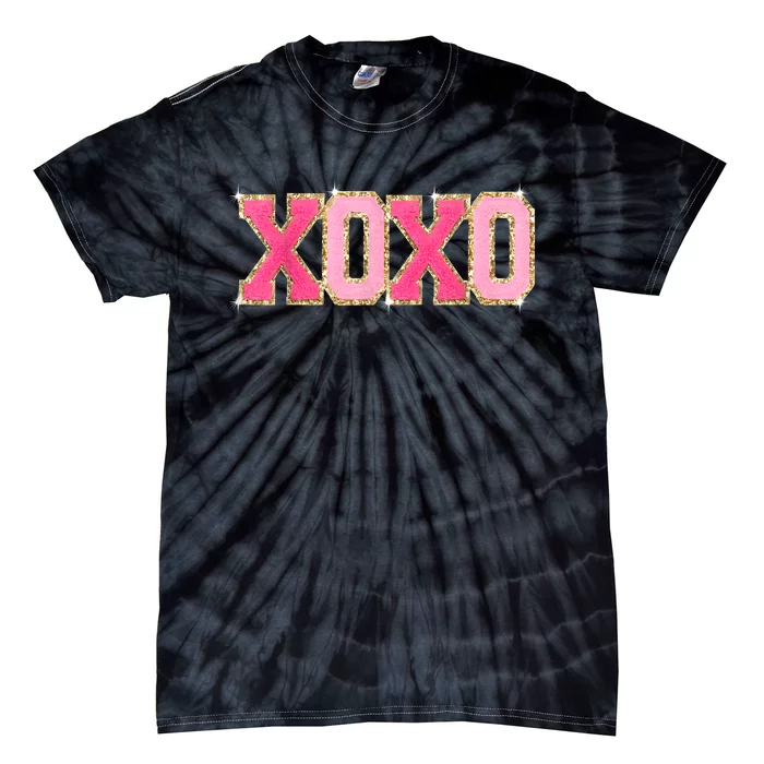 Chenille Patch Sparkling Xoxo Valentine Day Heart Love Gift Tie-Dye T-Shirt