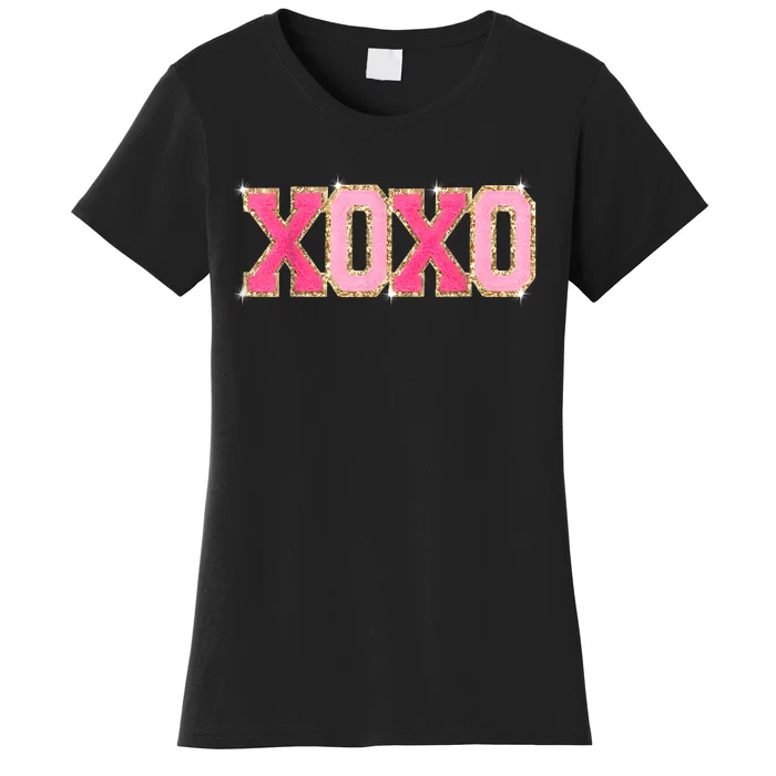 Chenille Patch Sparkling Xoxo Valentine Day Heart Love Gift Women's T-Shirt