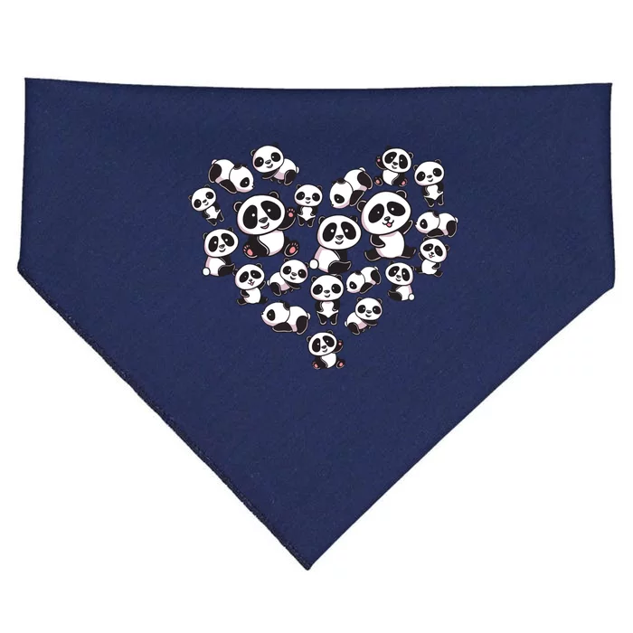 Cute Panda Shirts Panda Bear Lover Heart Gifts USA-Made Doggie Bandana