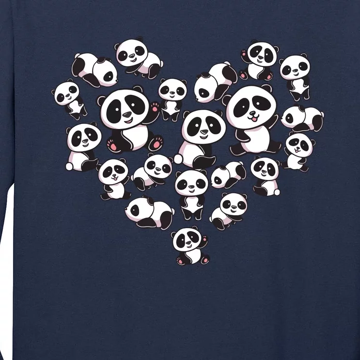 Cute Panda Shirts Panda Bear Lover Heart Gifts Tall Long Sleeve T-Shirt