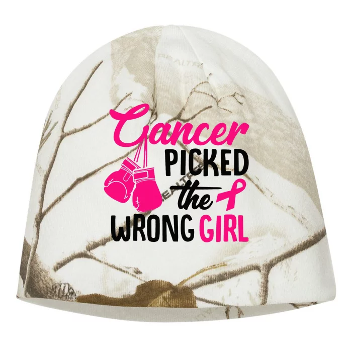 Cancer Picked The Wrong Girl Breast Cancer Awareness Kati - Camo Knit Beanie