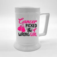 Cancer Picked The Wrong Girl Breast Cancer Awareness Beer Stein