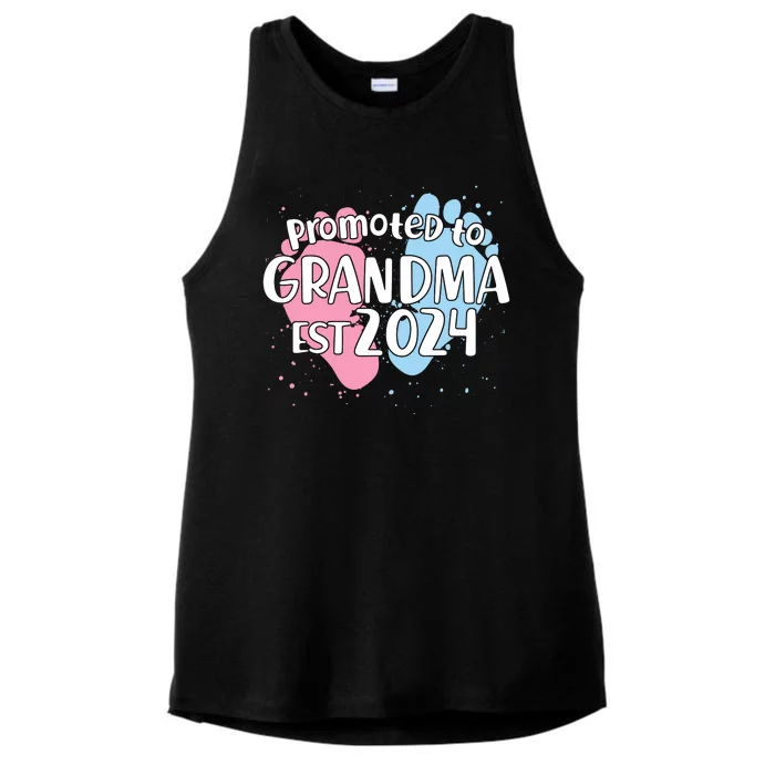 Cute Promoted To Grandma Est 2024 Ladies Tri-Blend Wicking Tank