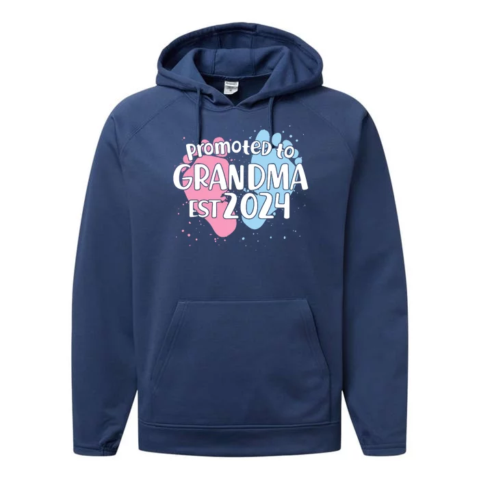 Cute Promoted To Grandma Est 2024 Performance Fleece Hoodie