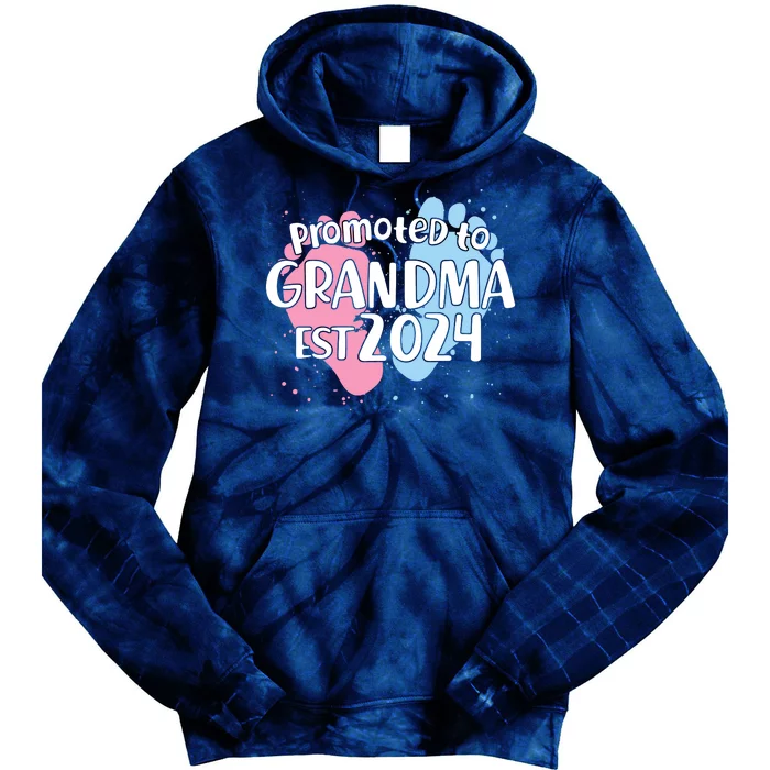 Cute Promoted To Grandma Est 2024 Tie Dye Hoodie