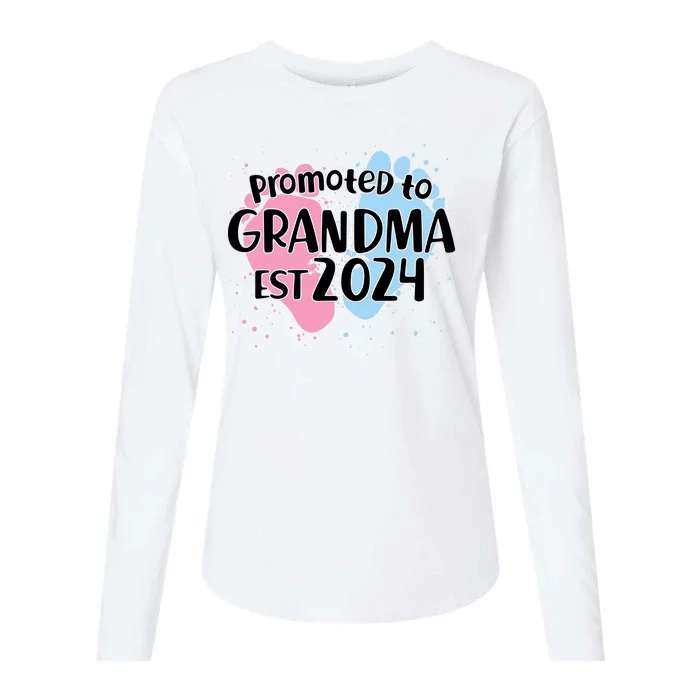 Cute Promoted To Grandma Est 2024 Womens Cotton Relaxed Long Sleeve T-Shirt