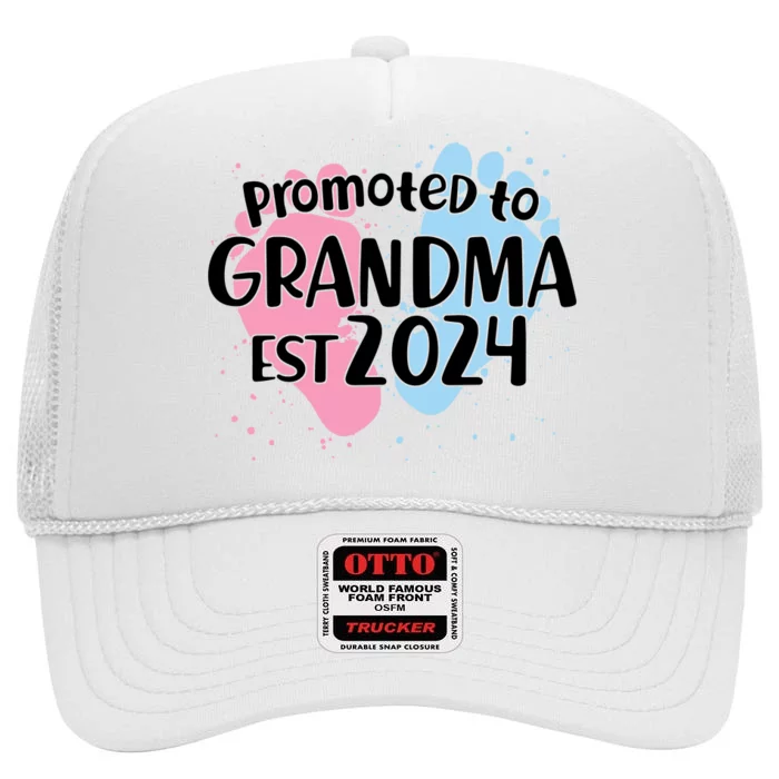 Cute Promoted To Grandma Est 2024 High Crown Mesh Trucker Hat