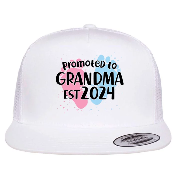 Cute Promoted To Grandma Est 2024 Flat Bill Trucker Hat