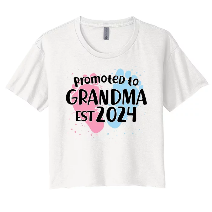 Cute Promoted To Grandma Est 2024 Women's Crop Top Tee