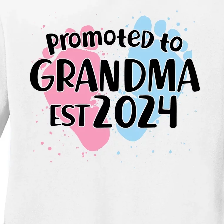 Cute Promoted To Grandma Est 2024 Ladies Long Sleeve Shirt