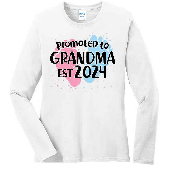 Cute Promoted To Grandma Est 2024 Ladies Long Sleeve Shirt