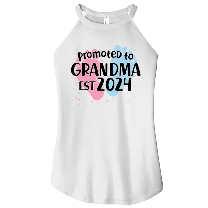 Cute Promoted To Grandma Est 2024 Women’s Perfect Tri Rocker Tank