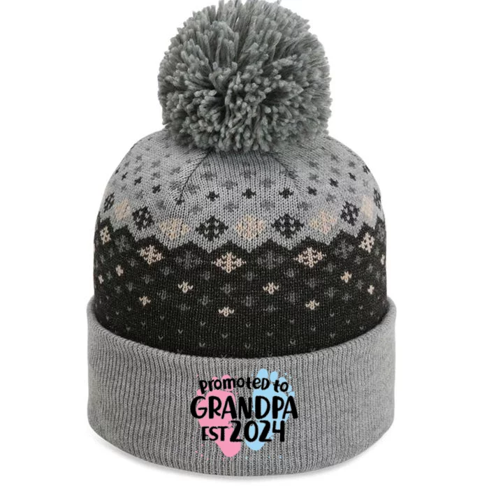 Cute Promoted To Grandpa Est 2024 The Baniff Cuffed Pom Beanie