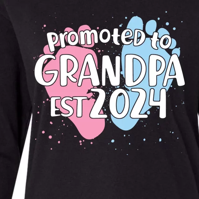 Cute Promoted To Grandpa Est 2024 Womens Cotton Relaxed Long Sleeve T-Shirt