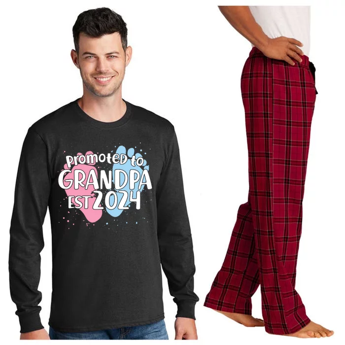 Cute Promoted To Grandpa Est 2024 Long Sleeve Pajama Set