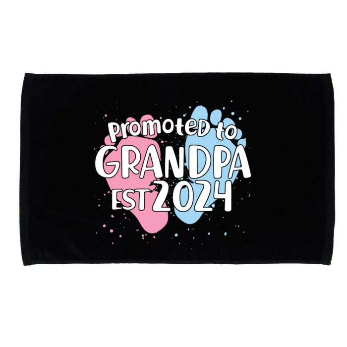 Cute Promoted To Grandpa Est 2024 Microfiber Hand Towel