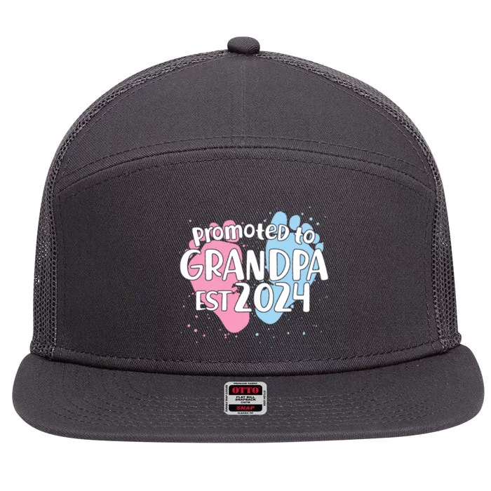 Cute Promoted To Grandpa Est 2024 7 Panel Mesh Trucker Snapback Hat