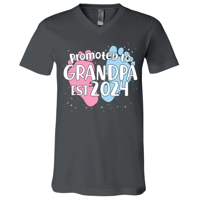 Cute Promoted To Grandpa Est 2024 V-Neck T-Shirt