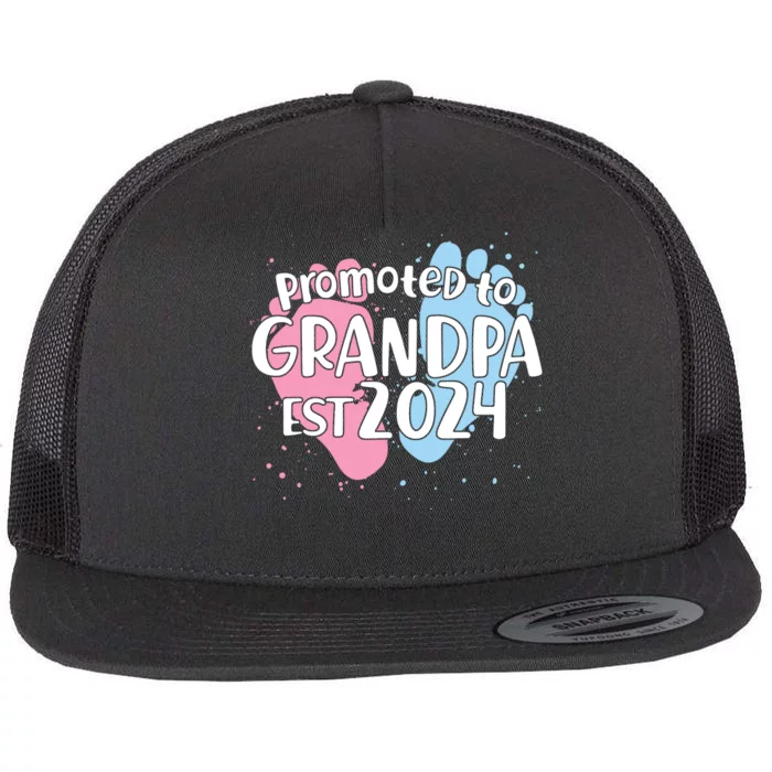 Cute Promoted To Grandpa Est 2024 Flat Bill Trucker Hat