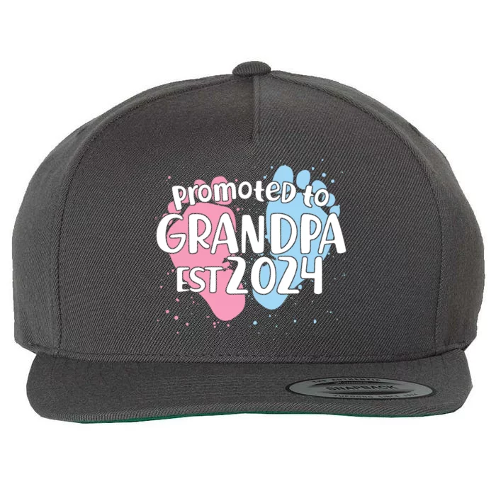 Cute Promoted To Grandpa Est 2024 Wool Snapback Cap