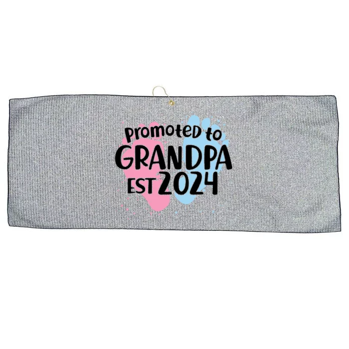 Cute Promoted To Grandpa Est 2024 Large Microfiber Waffle Golf Towel