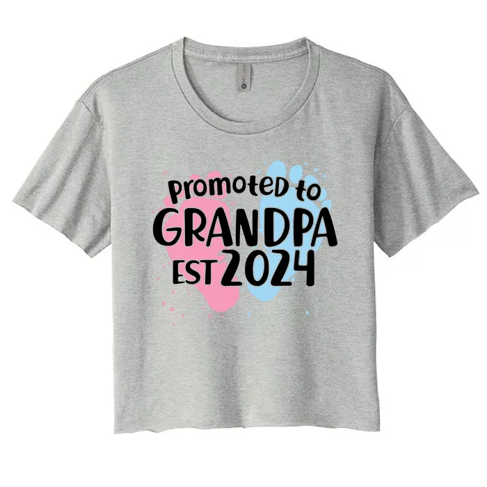 Cute Promoted To Grandpa Est 2024 Women's Crop Top Tee