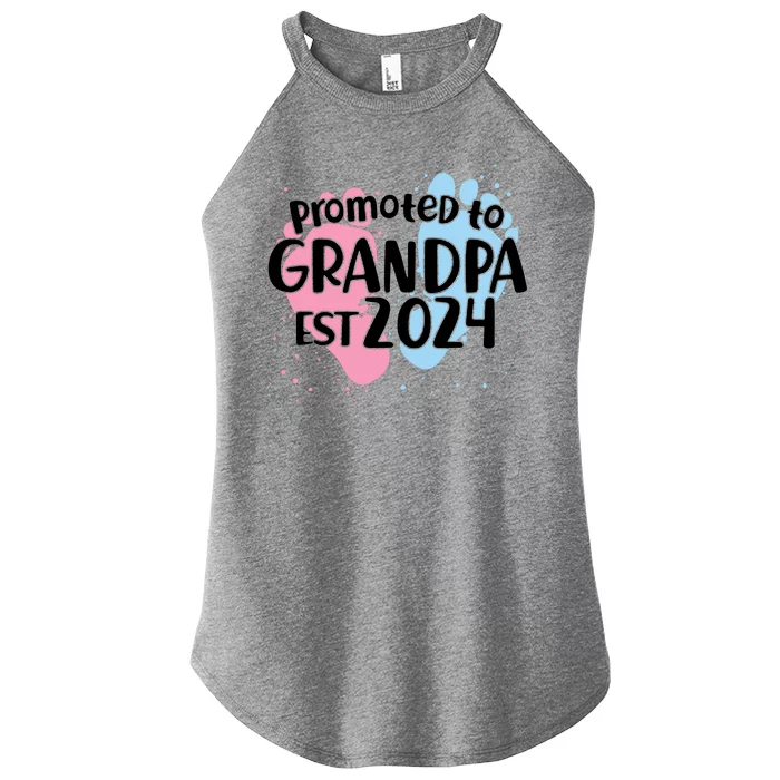 Cute Promoted To Grandpa Est 2024 Women’s Perfect Tri Rocker Tank