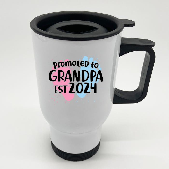 Cute Promoted To Grandpa Est 2024 Front & Back Stainless Steel Travel Mug