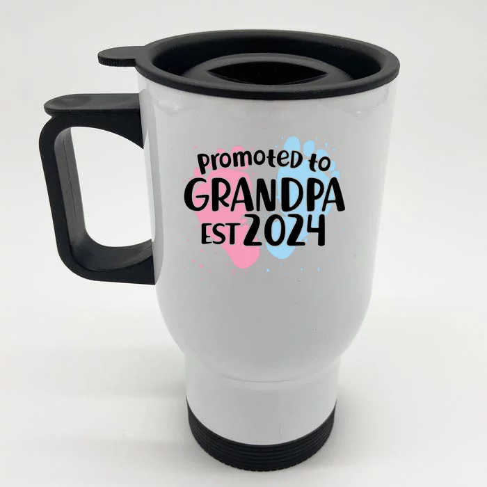 Cute Promoted To Grandpa Est 2024 Front & Back Stainless Steel Travel Mug