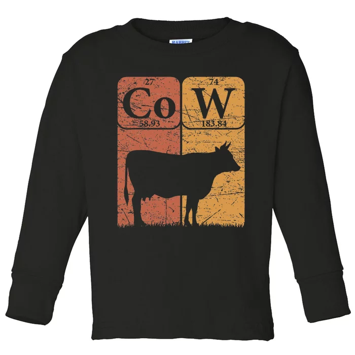 Cow Periodic Table Elements Cow Farmer Vintage Cow Lover Toddler Long Sleeve Shirt