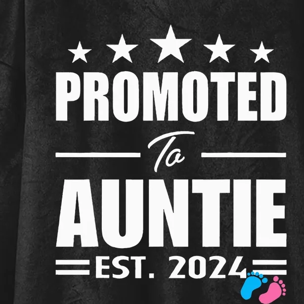 Cute Promoted To Aunt 2024 Funny Gender Reveal Pink Or Blue Hooded Wearable Blanket