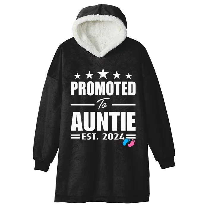 Cute Promoted To Aunt 2024 Funny Gender Reveal Pink Or Blue Hooded Wearable Blanket