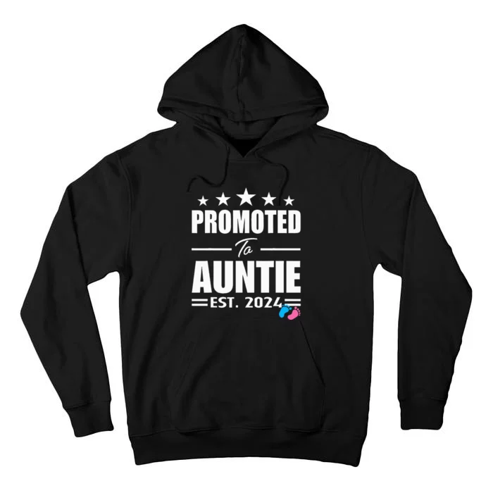 Cute Promoted To Aunt 2024 Funny Gender Reveal Pink Or Blue Tall Hoodie