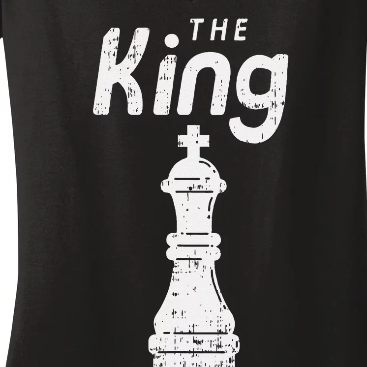 Chess Piece The King Halloween Matching Costume Women's V-Neck T-Shirt