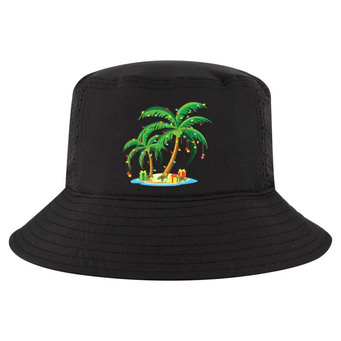 Christmas Palm Tree Tropical Xmas Gift Coconut Lights Pajama Cool Comfort Performance Bucket Hat