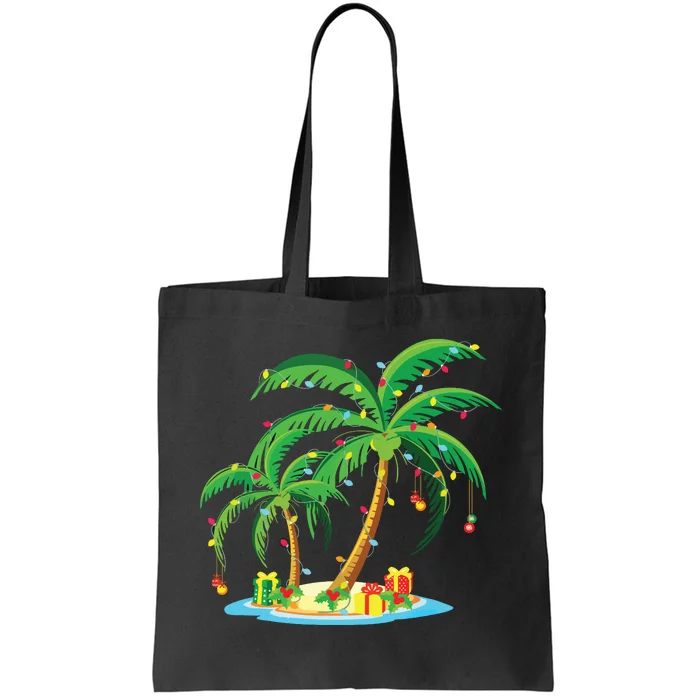 Christmas Palm Tree Tropical Xmas Gift Coconut Lights Pajama Tote Bag