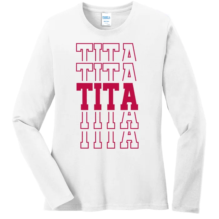 Cute Personalized Tita Birthday Matching Family Ladies Long Sleeve Shirt