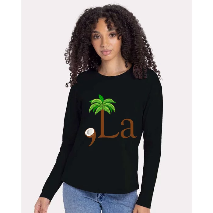 Coconut Palm Tree Comma + La Kamala Harris President 2024 Gift Womens Cotton Relaxed Long Sleeve T-Shirt