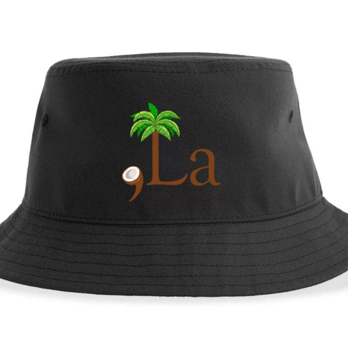 Coconut Palm Tree Comma + La Kamala Harris President 2024 Gift Sustainable Bucket Hat