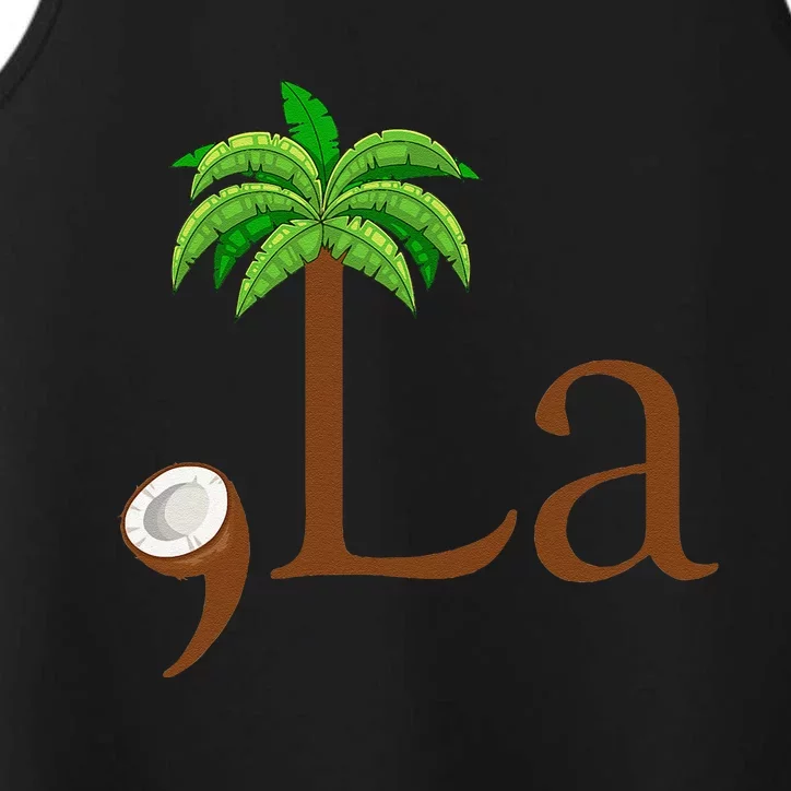 Coconut Palm Tree Comma + La Kamala Harris President 2024 Gift Performance Tank