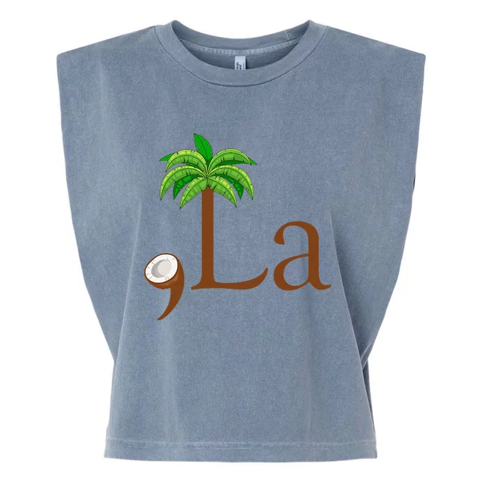 Coconut Palm Tree Comma + La Kamala Harris President 2024 Gift Garment-Dyed Women's Muscle Tee