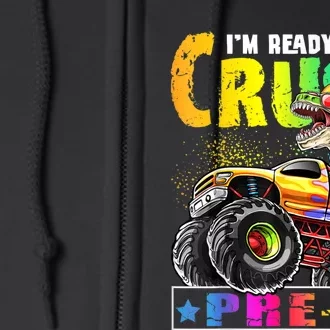 Crush PreK T Rex Dinosaur Monster Truck Back To School Boy Full Zip Hoodie