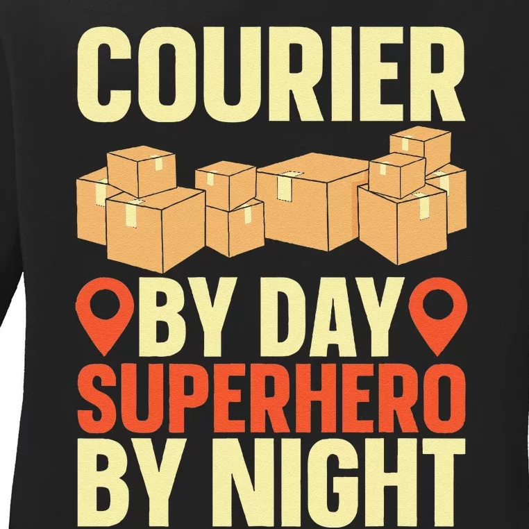 Courier Parcel Transport Messenger Package Delivery Courier Ladies Long Sleeve Shirt