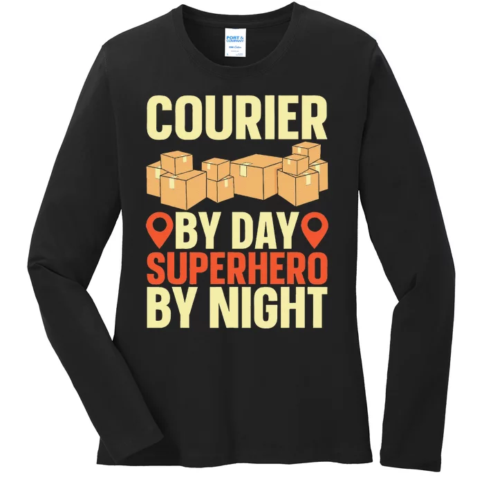 Courier Parcel Transport Messenger Package Delivery Courier Ladies Long Sleeve Shirt