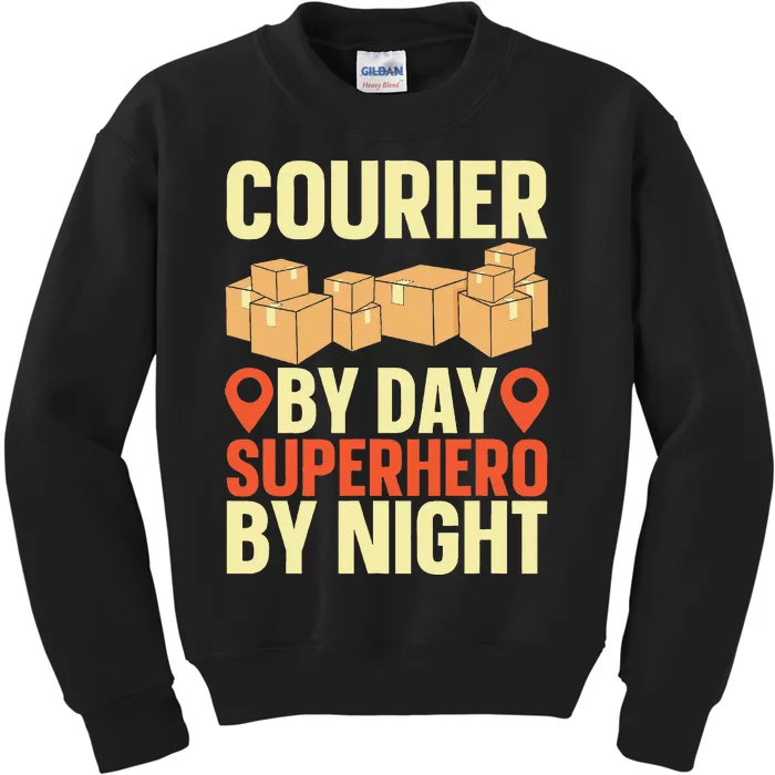 Courier Parcel Transport Messenger Package Delivery Courier Kids Sweatshirt