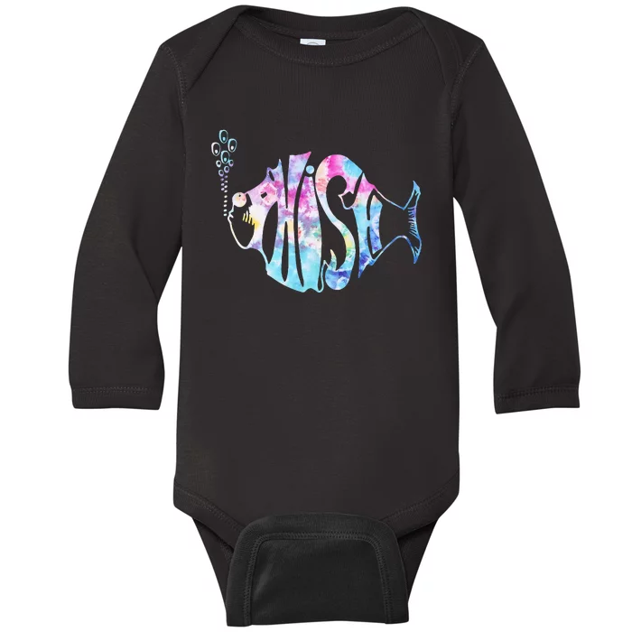 Colorful Phishjam Tiedye For Fisherman Fish Baby Long Sleeve Bodysuit