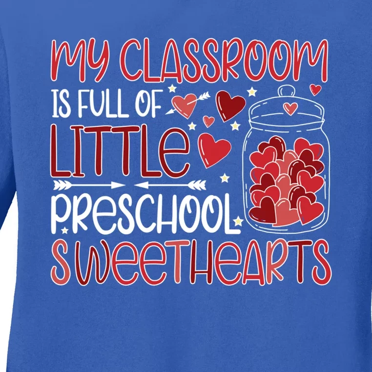 Cute Preschool Teacher Valentines Day Preschool Teaching Gift Ladies Long Sleeve Shirt