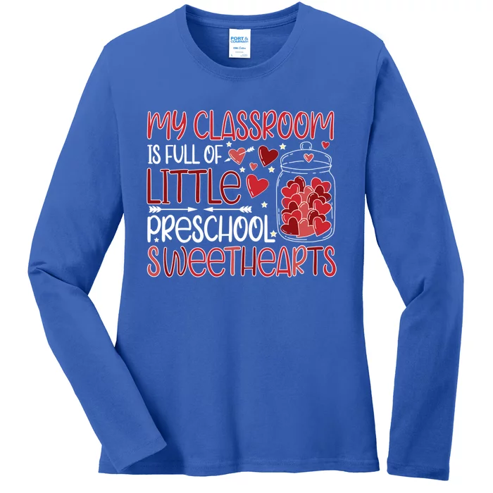 Cute Preschool Teacher Valentines Day Preschool Teaching Gift Ladies Long Sleeve Shirt