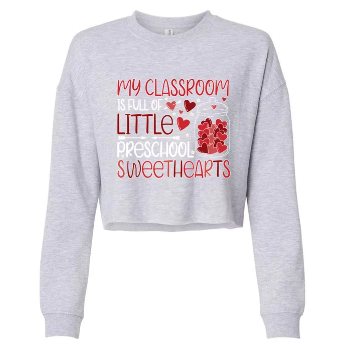 Cute Preschool Teacher Valentines Day Preschool Teaching Gift Cropped Pullover Crew